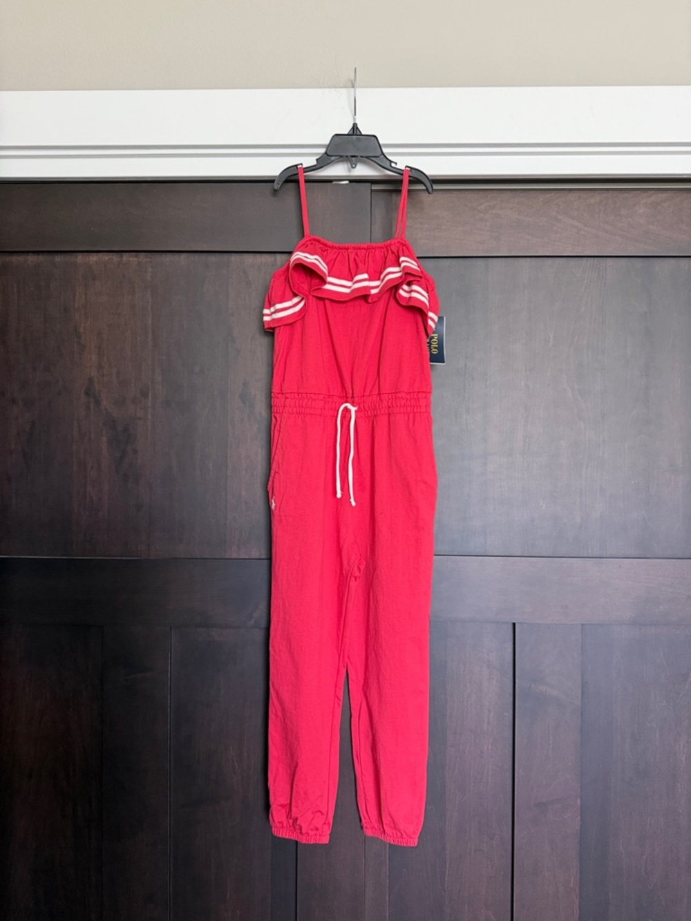 Polo Ralph Lauren Girls Sleeveless Jumpsuit in Watch Hill Red size 6X FLAW